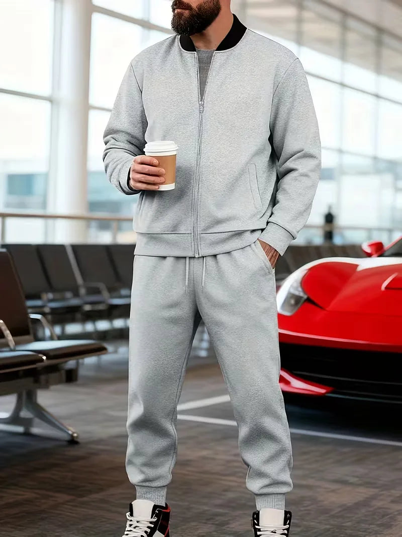 Men's Zip-Up Jacket and Trousers Set