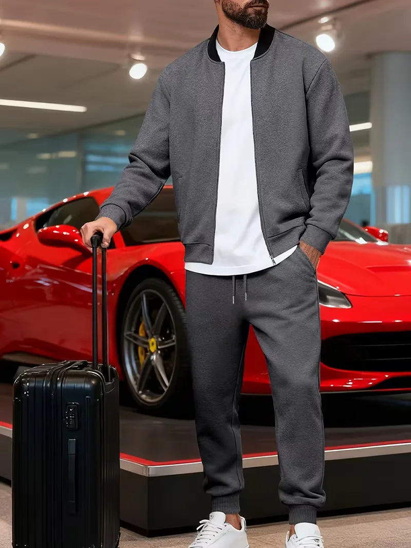 Men's Zip-Up Jacket and Trousers Set