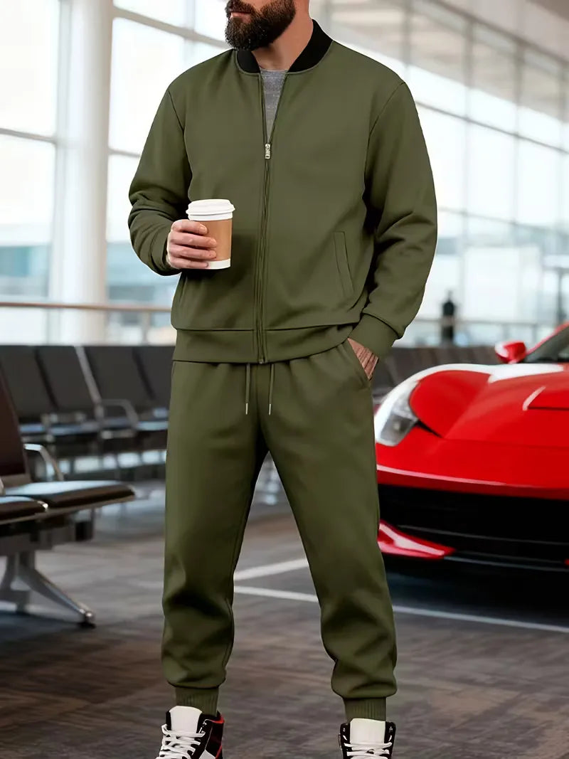 Men's Zip-Up Jacket and Trousers Set