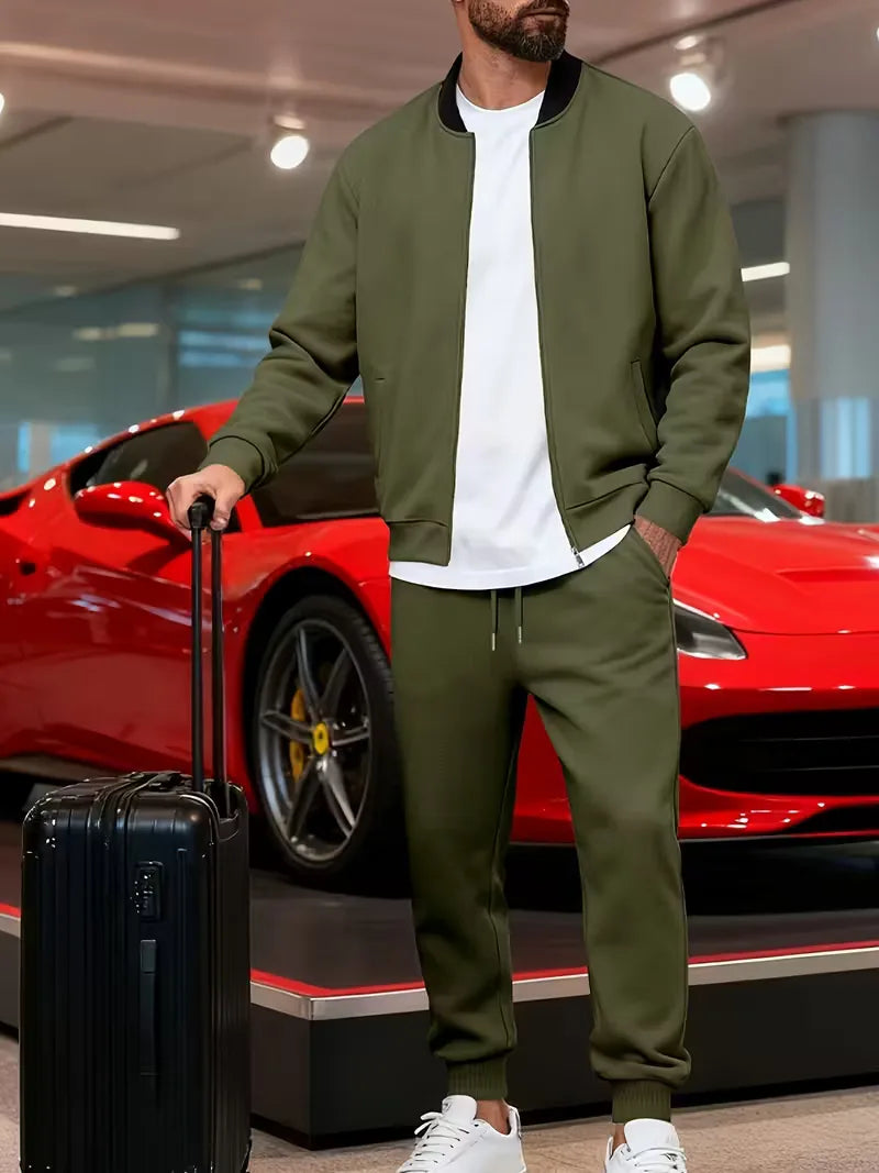 Men's Zip-Up Jacket and Trousers Set