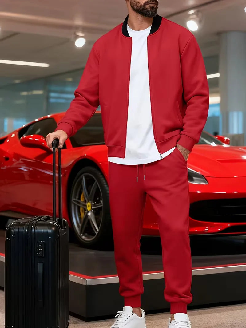 Men's Zip-Up Jacket and Trousers Set