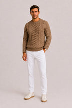 Men's Cable-knit Jumper with Crew Neck – Style 2