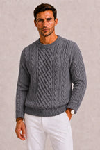 Men's Cable-knit Jumper with Crew Neck – Style 2