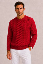 Men's Cable-knit Jumper with Crew Neck – Style 2