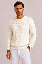 Men's Cable-knit Jumper with Crew Neck – Style 2