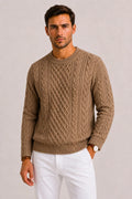 Men's Cable-knit Jumper with Crew Neck – Style 2