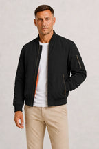 Men's Oversized Bomber Jacket with Orange Lining