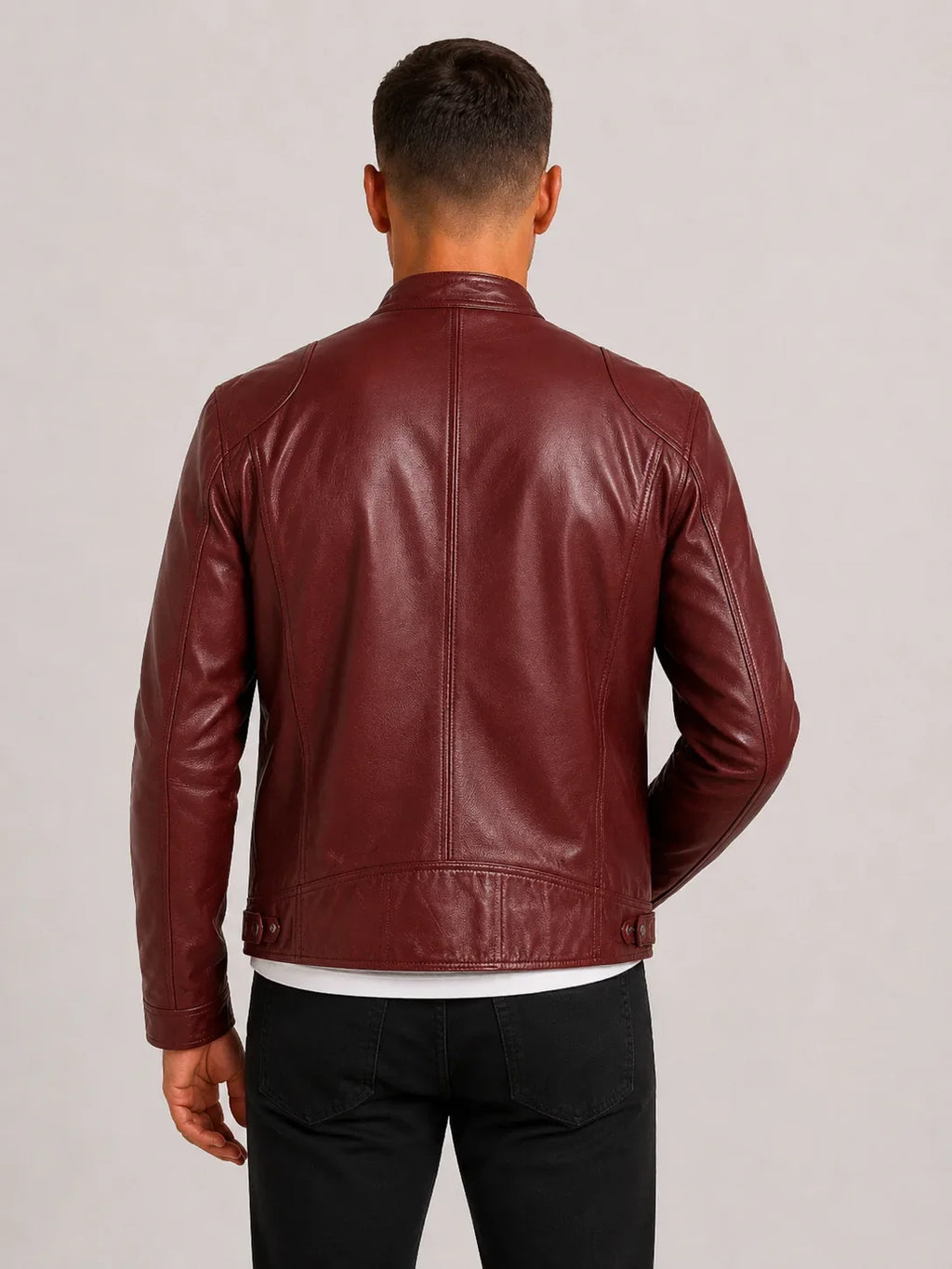 Men's Leather-look Biker Jacket with Zip