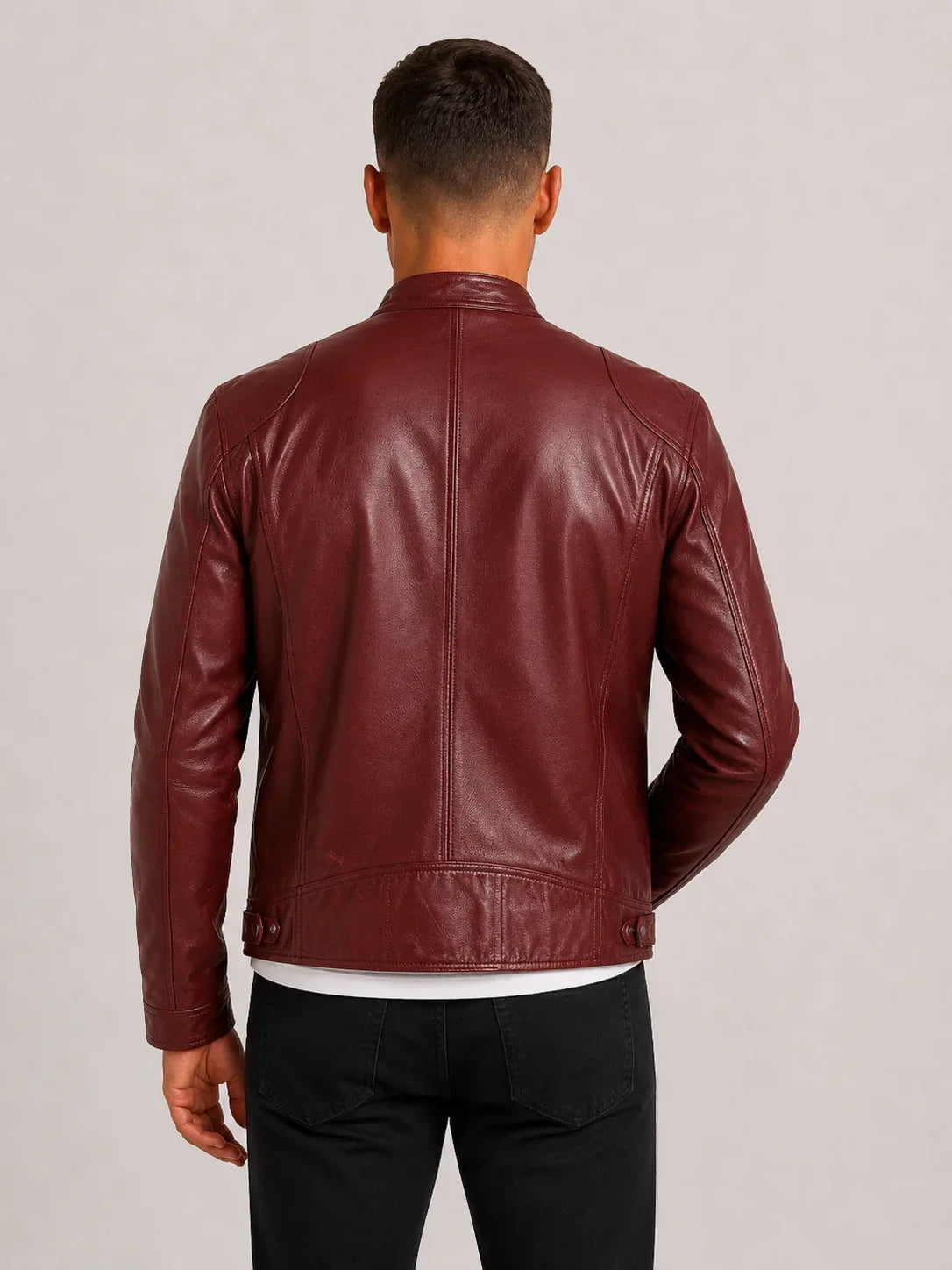 Men's Leather-look Biker Jacket with Zip