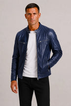 Men's Leather-look Biker Jacket with Zip