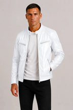 Men's Leather-look Biker Jacket with Zip