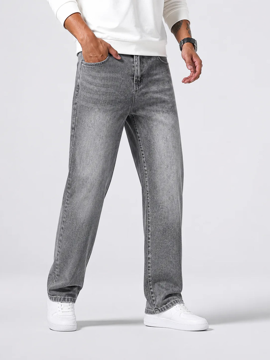 Men's Straight-leg Jeans in Washed Finish