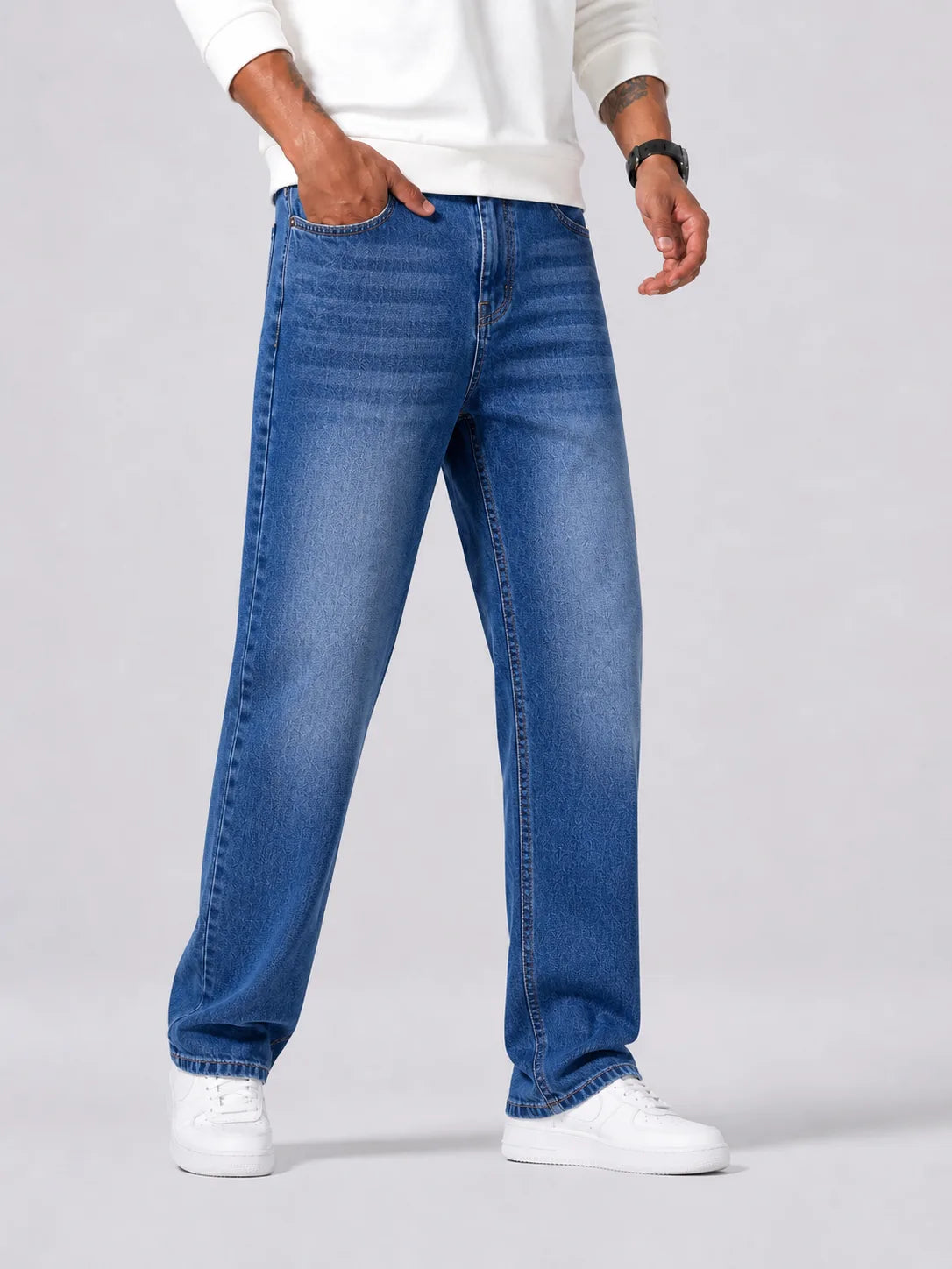 Men's Straight-leg Jeans in Washed Finish