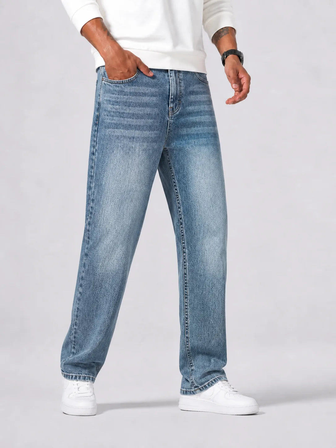 Men's Straight-leg Jeans in Washed Finish
