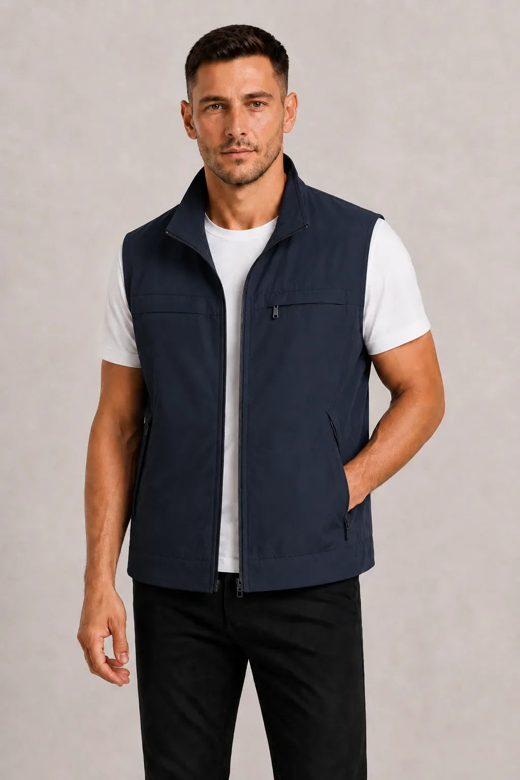 Men's Gilet with High Collar