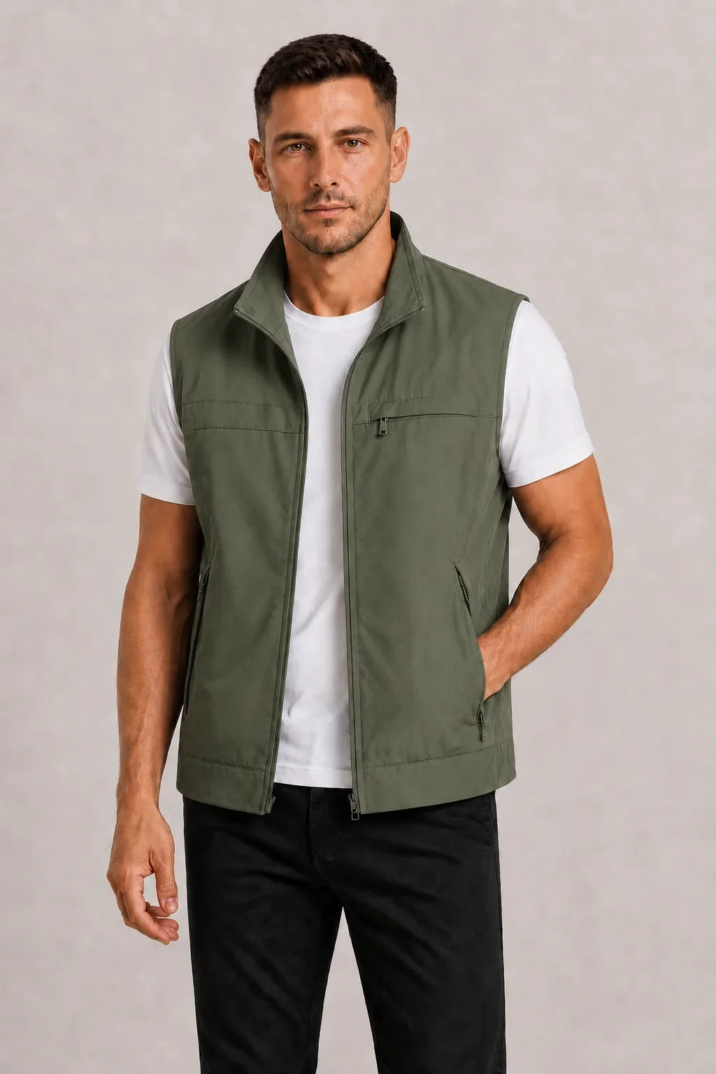 Men's Gilet with High Collar