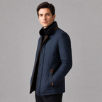 Men's Quilted Stand-Collar Jacket – Contrast Trim