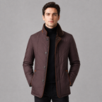 Men's Quilted Stand-Collar Jacket – Contrast Trim