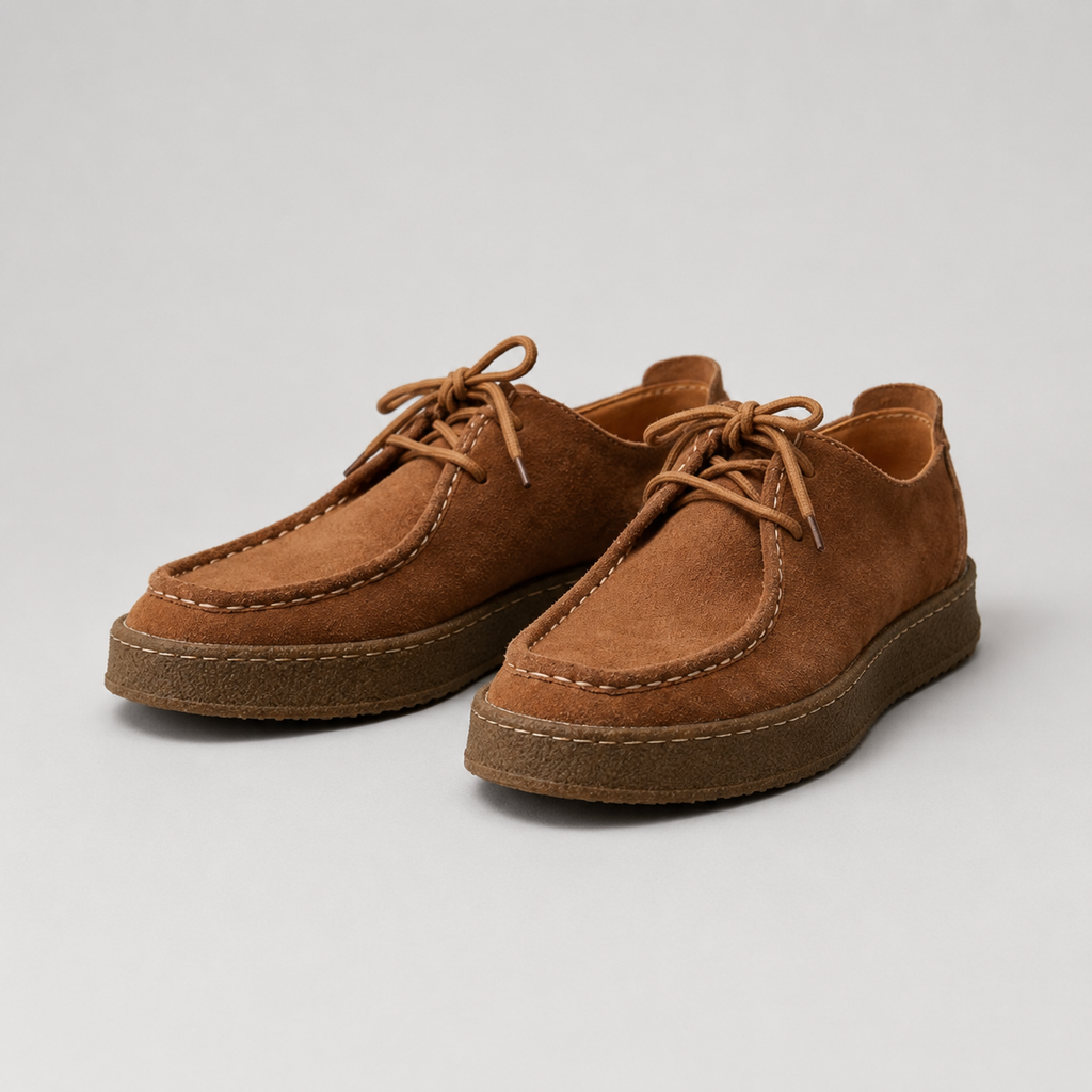 Men's Suede-Look Moccasin Shoes – Crepe Sole