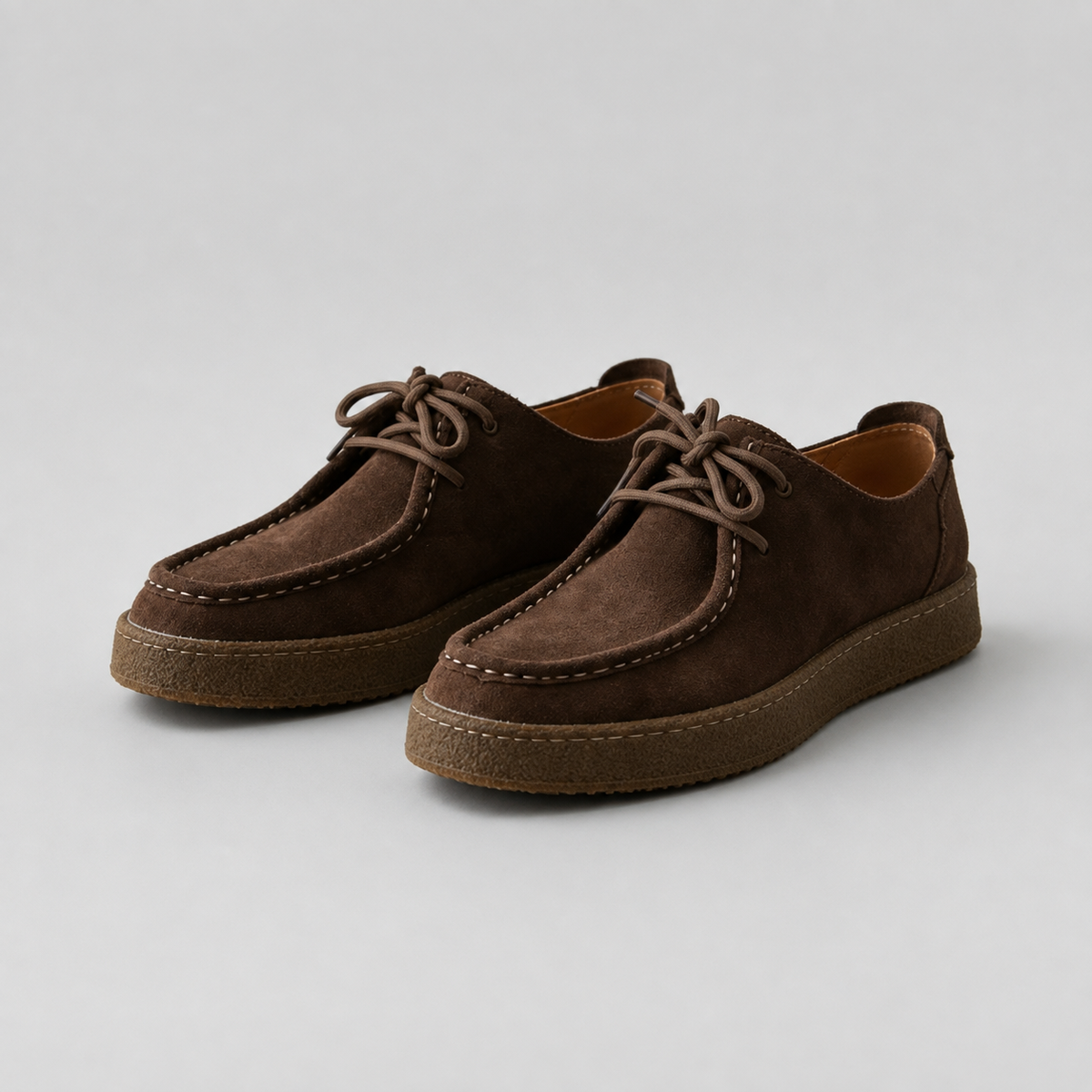 Men's Suede-Look Moccasin Shoes – Crepe Sole