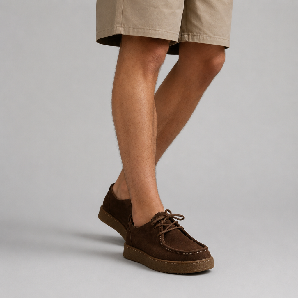 Men's Suede-Look Moccasin Shoes – Crepe Sole