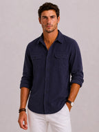 Men's Casual Shirt with Mandarin Collar – Style 4