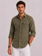 Men's Casual Shirt with Mandarin Collar – Style 4