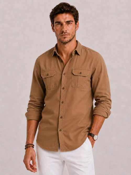 Men's Casual Shirt with Mandarin Collar – Style 4