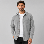 Men's Corduroy Overshirt – Lapel Collar, Patch Pockets