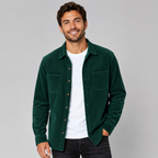 Men's Corduroy Overshirt – Lapel Collar, Patch Pockets