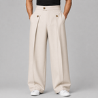 Men's Wide-Leg Pleated Trousers – Tailored Front Pleats