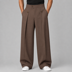 Men's Wide-Leg Pleated Trousers – Tailored Front Pleats