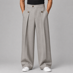 Men's Wide-Leg Pleated Trousers – Tailored Front Pleats