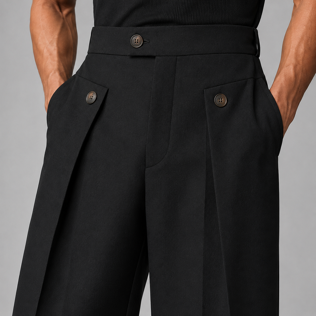 Men's Wide-Leg Pleated Trousers – Tailored Front Pleats