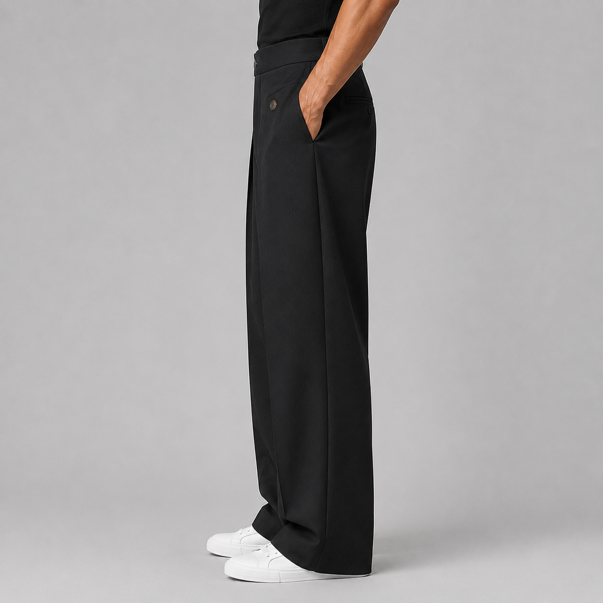 Men's Wide-Leg Pleated Trousers – Tailored Front Pleats