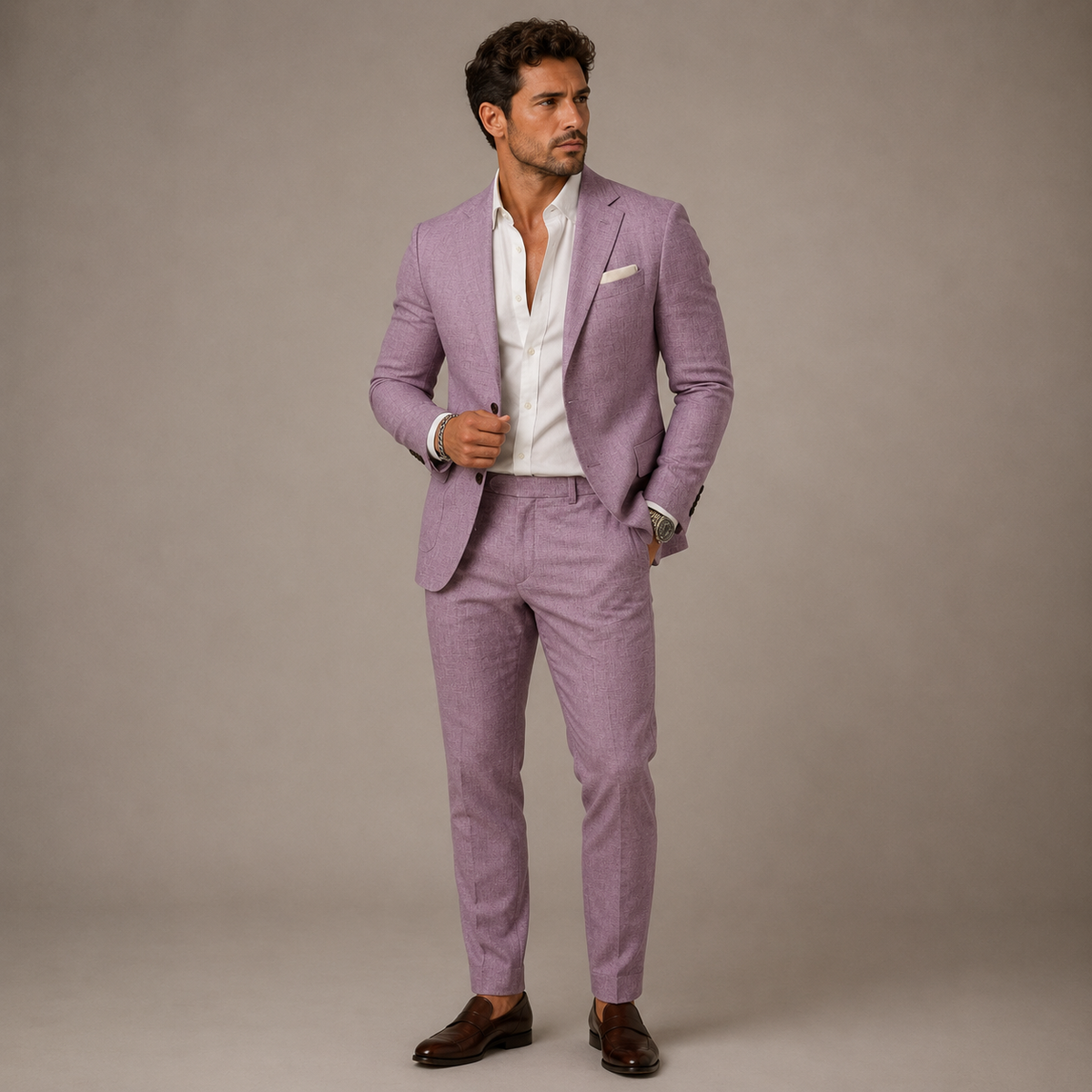 Men's Slim-Fit Two-Piece Suit – Lightweight Blazer and Trousers