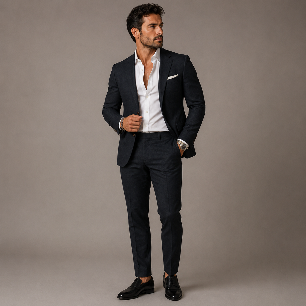 Men's Slim-Fit Two-Piece Suit – Lightweight Blazer and Trousers