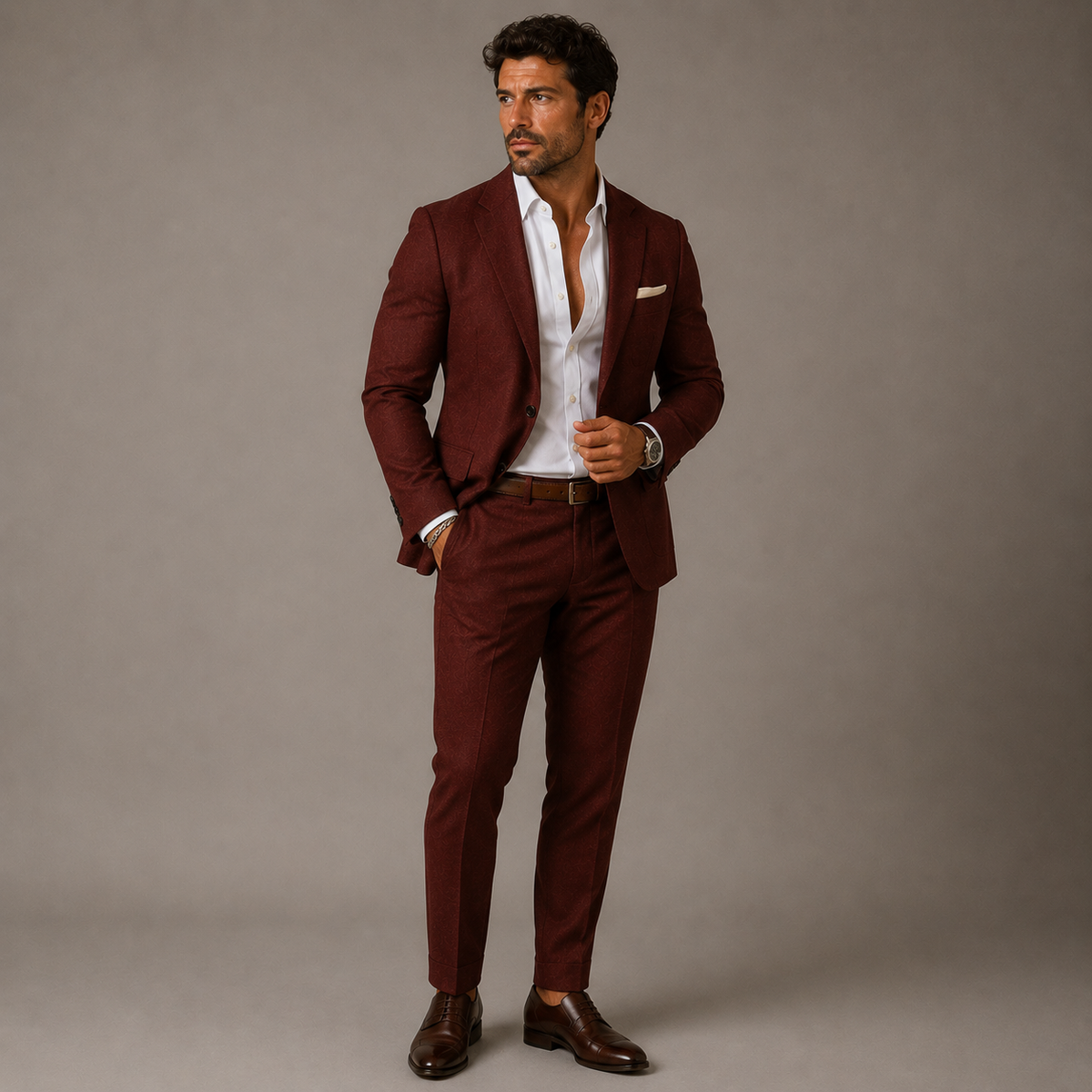 Men's Slim-Fit Two-Piece Suit – Lightweight Blazer and Trousers