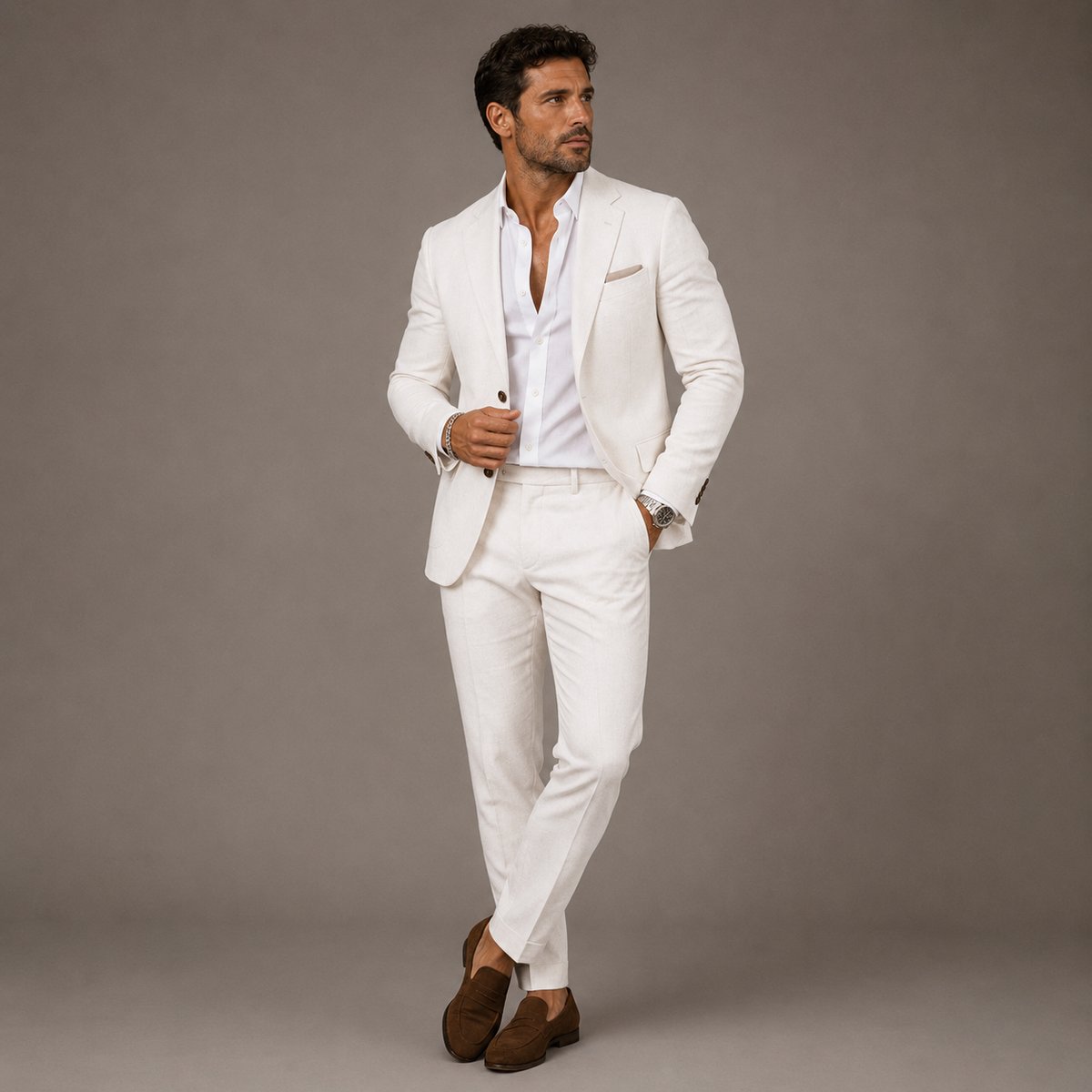 Men's Slim-Fit Two-Piece Suit – Lightweight Blazer and Trousers