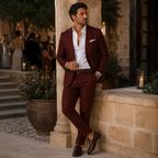Men's Slim-Fit Two-Piece Suit – Lightweight Blazer and Trousers