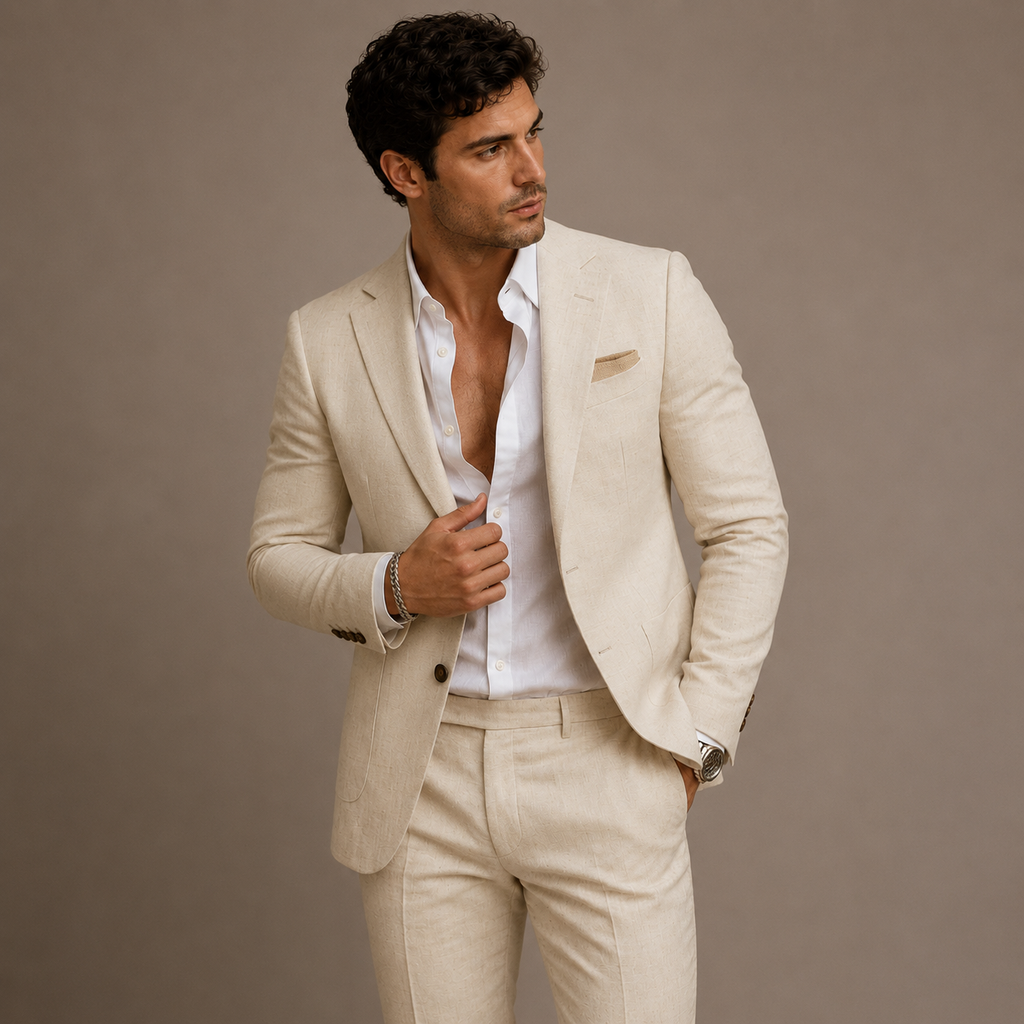 Men's Slim-Fit Two-Piece Business Suit – Blazer and Trousers