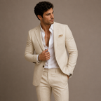 Men's Slim-Fit Two-Piece Business Suit – Blazer and Trousers