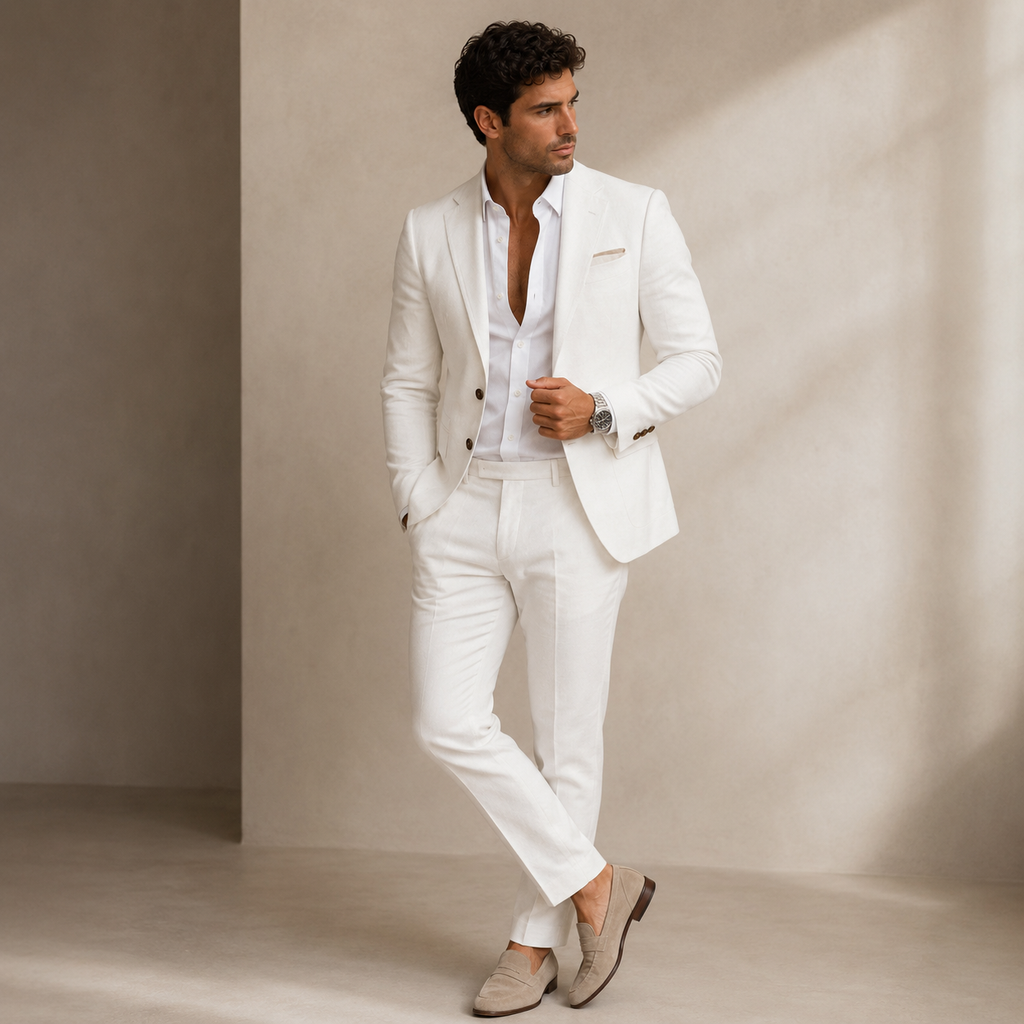 Men's Slim-Fit Two-Piece Business Suit – Blazer and Trousers