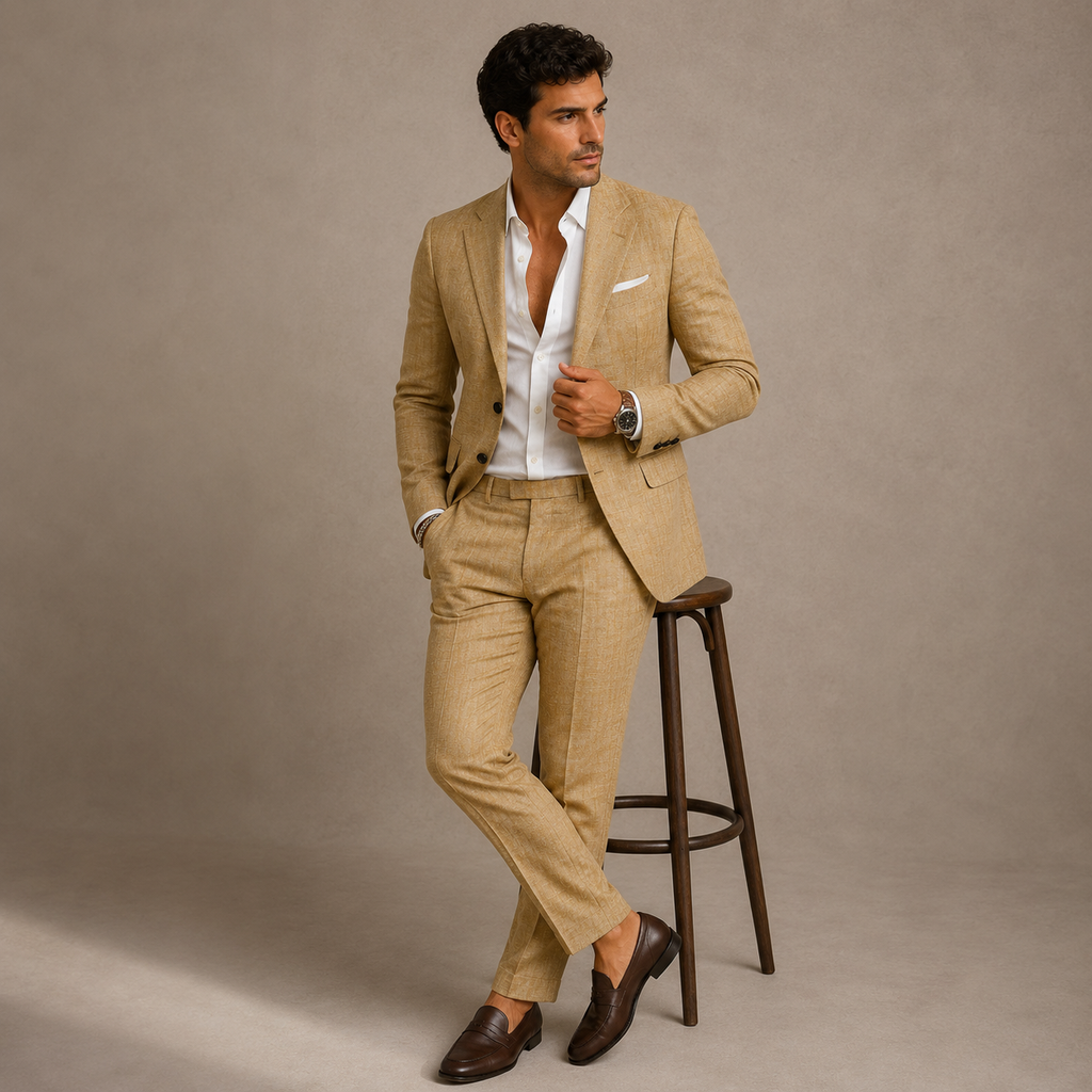 Men's Slim-Fit Two-Piece Business Suit – Blazer and Trousers