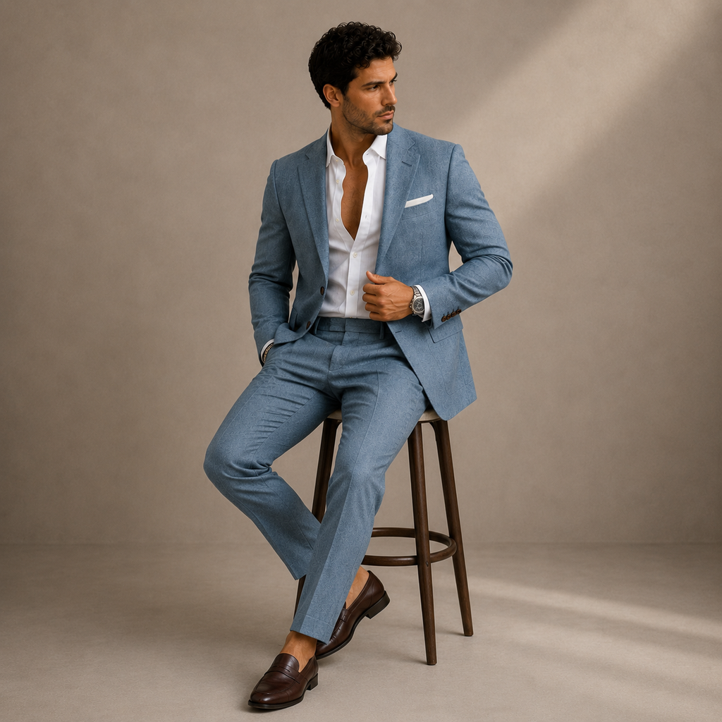 Men's Slim-Fit Two-Piece Business Suit – Blazer and Trousers