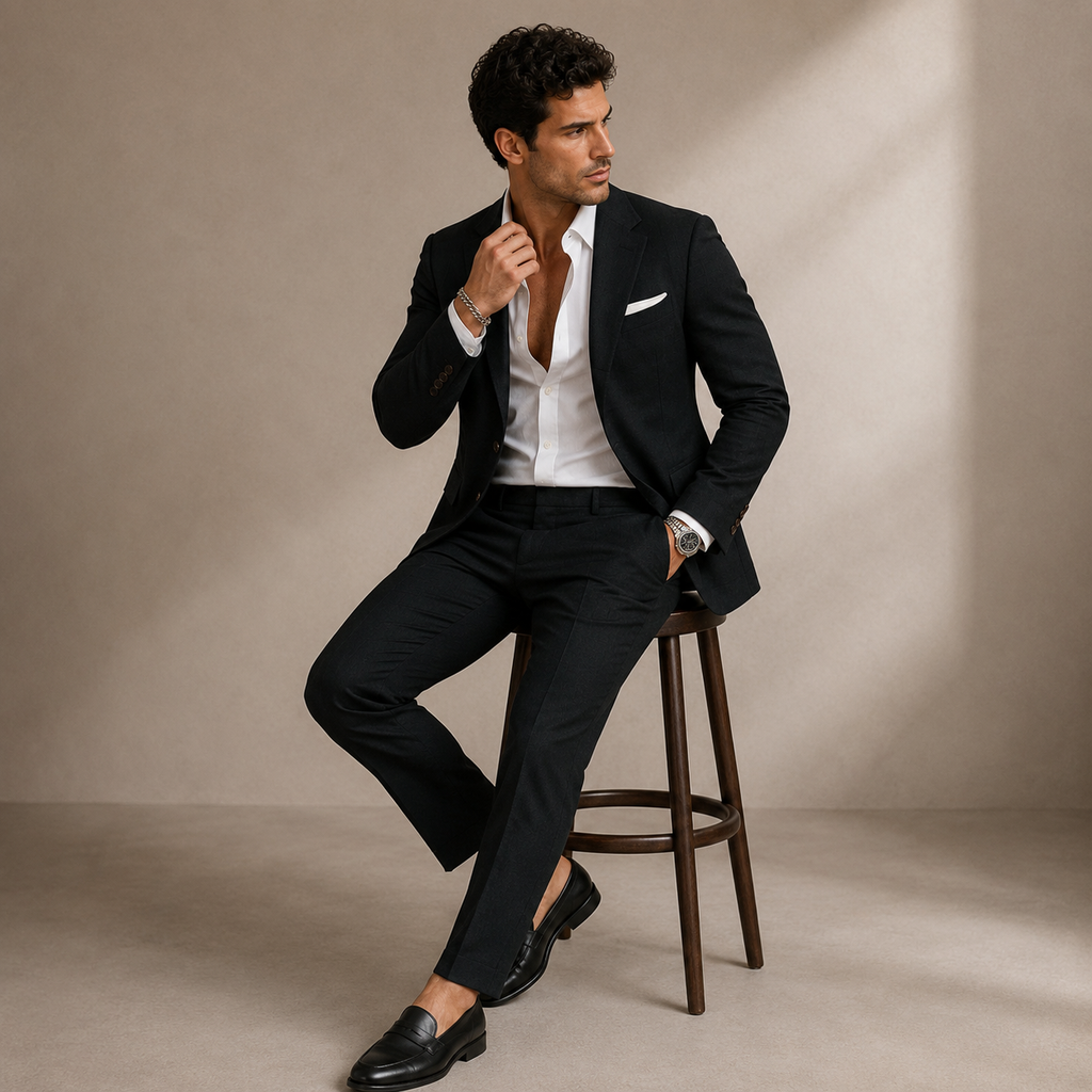 Men's Slim-Fit Two-Piece Business Suit – Blazer and Trousers