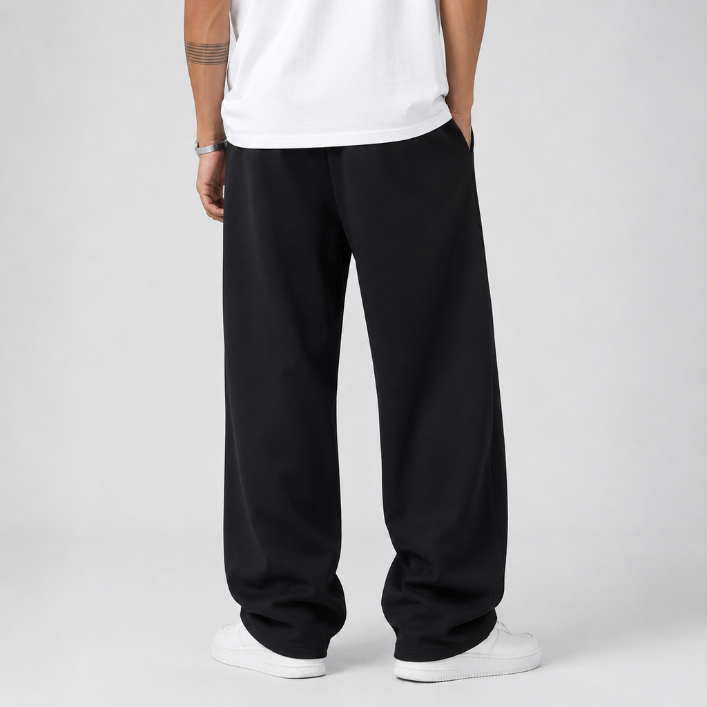 Men's Knit Jogger Trousers – Drawstring Waist, Straight Cut