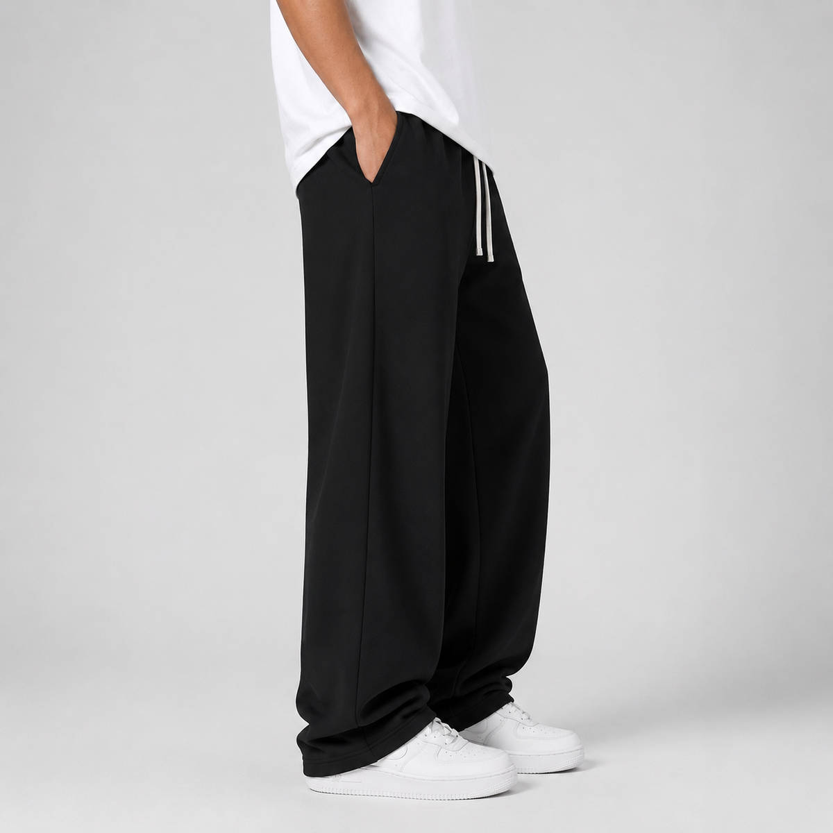 Men's Knit Jogger Trousers – Drawstring Waist, Straight Cut