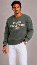 Men's Oversized Knit Jumper with Miami Collection Print