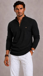 Men's Ribbed Zip-Up Jumper with Mock Neck